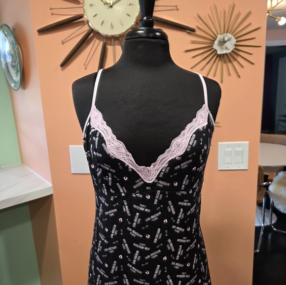 Vintage Y2K Feminine Baddie Popsi Lingerie Black Slip Pink Lace Naughtie Girl - Picture 9 of 15